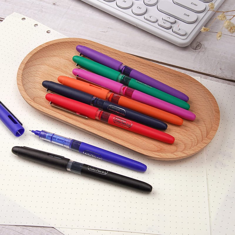 WRITECH Liquid Ink RollerBall Pens Quick Dry Ink 0.5 mm Extra Fine Point Pens 8 Pcs Rollering Pens Assorted Colors Ink for Writing, Taking Notes & Sketching (Multicolor) - Image 5